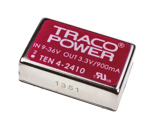 63-7500-89　TRACOPOWER TEN 4 4W Isolated DC-DC Converter Through Hole, Voltage in 9 → 36 V dc, Voltage out 3.3V dc　TEN 4-2410