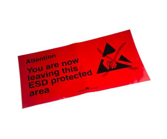 63-7449-19　RS PRO Black/Red Vinyl ESD Poster, Attention You Are Now Leaving This Esd Protected Area-Text 300 mm x 600mm　251-4012