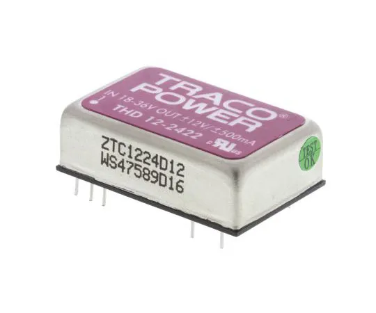 63-7357-82　TRACOPOWER THD 12 12W Isolated DC-DC Converter Through Hole, Voltage in 18 → 36 V dc, Voltage out ±12V dc　THD 12-2422