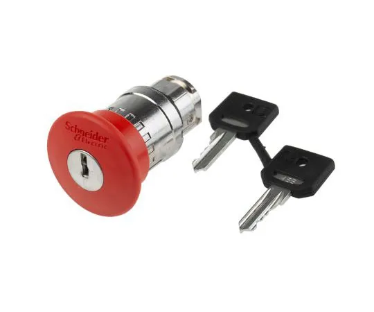 63-7493-61　Schneider Electric Harmony, Red, Key Reset 40mm Mushroom Head Emergency Button　ZB4BS944