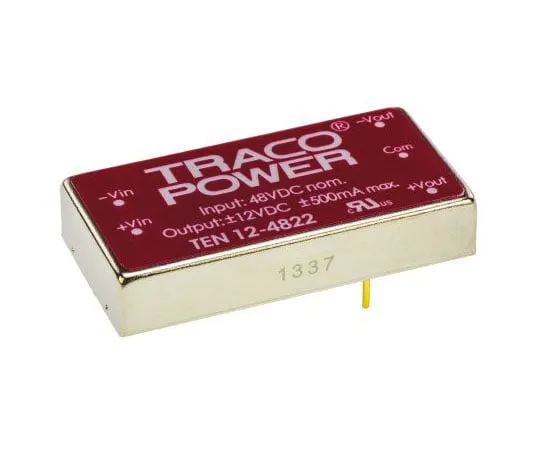 63-7524-84　TRACOPOWER TEN 12 12W Isolated DC-DC Converter Through Hole, Voltage in 18 → 75 V dc, Voltage out ±12V dc　TEN 12-4822