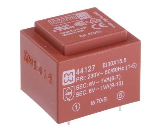 63-7398-75　6V ac 2 Output Through Hole PCB Transformer, 2VA　44127