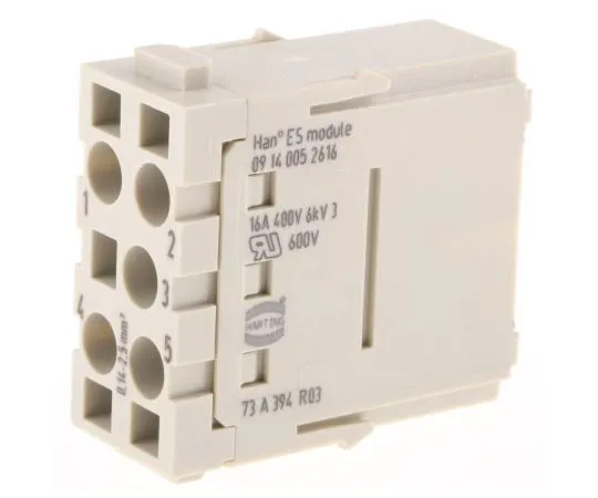 63-7525-64　Han-Modular Series Male Module, 5 Way, Rated At 16A, 400 V, Han ES　9140052616