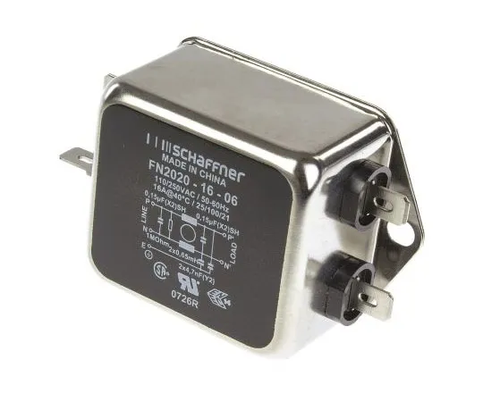 63-7429-99　Schaffner FN2020 Series 16A 250 V ac 400Hz Chassis Mount RFI Filter, with Tab Terminals　FN2020-16-06