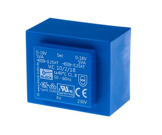 63-7500-55　18V ac 2 Output Through Hole PCB Transformer, 10VA　VC 10/2/18