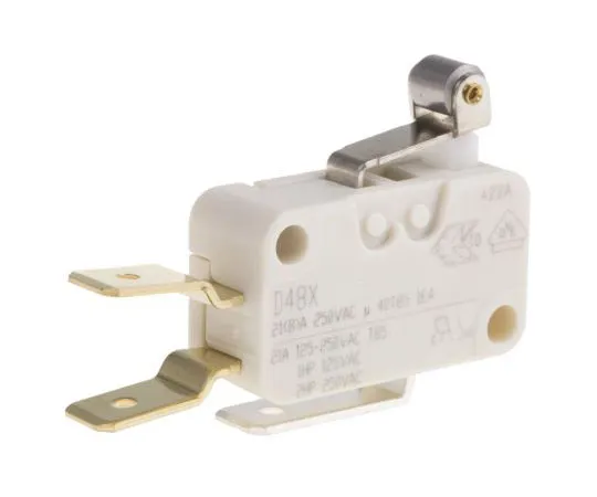 63-7381-77　SPDT-NO/NC Short Roller Lever Microswitch, 21 A @ 250 V ac　D489-V3RA