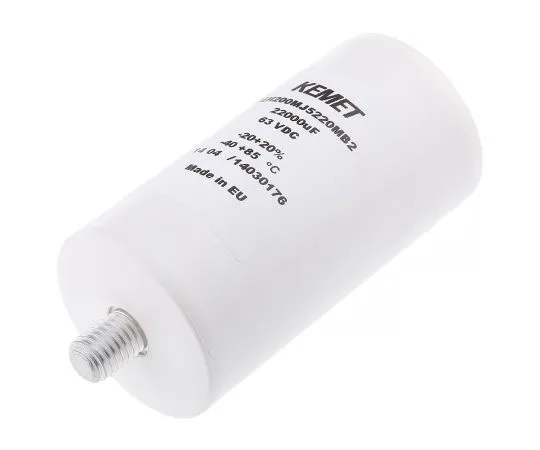 63-7410-40　KEMET 22000μF 63V dc Aluminium Electrolytic Capacitor, Stud Mount 51.6 x 98.5mm +85°C 51.6mm 98.5mm　PEH200MJ5220MB2