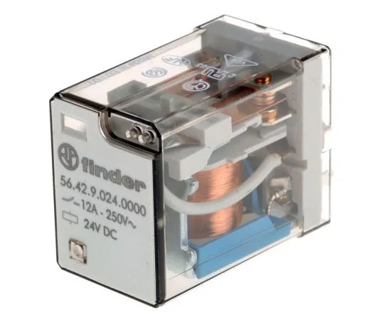 63-7450-15　Finder56 Series DPDT Non-Latching Relay PCB Mount, 24V dc Coil, 12A　56.42.9.024.0000