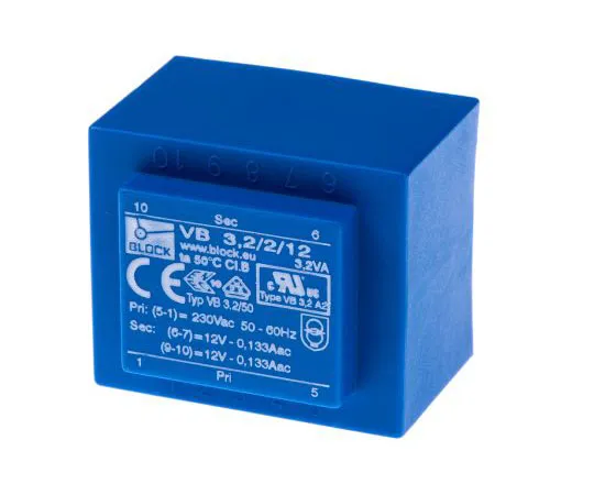 63-7500-83　12V ac 2 Output Through Hole PCB Transformer, 3.2VA　VB 3.2/2/12