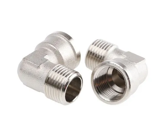 63-7510-81　Legris Brass Nickel Plated Hydraulic Elbow Threaded Adapter, 0913 00 21, R 1/2 Male G 1/2 Female　0913 00 21