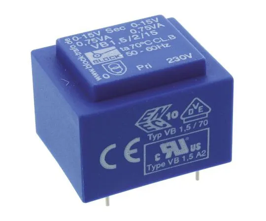 63-7500-73　15V ac 2 Output Through Hole PCB Transformer, 1.5VA　VB 1.5/2/15