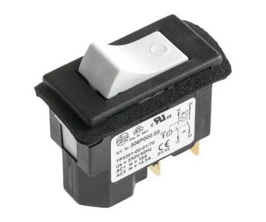 63-7525-77　EICHOFF Double Pole Single Throw (DPST), Latching Rocker Switch Panel Mount　3251-00.01