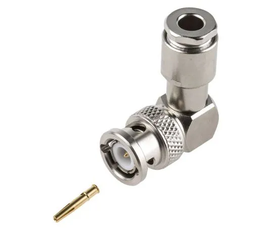 63-7475-05　Radiall Right Angle 50Ω Cable Mount BNC Connector, Plug, Nickel, Clamp Termination, RG142, RG58　R141156000