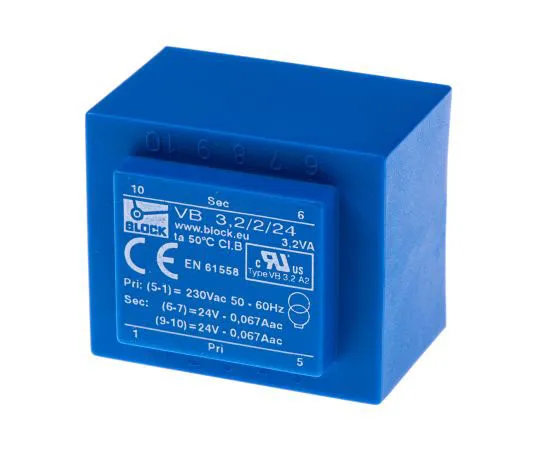 63-7500-87　24V ac 2 Output Through Hole PCB Transformer, 3.2VA　VB 3.2/2/24