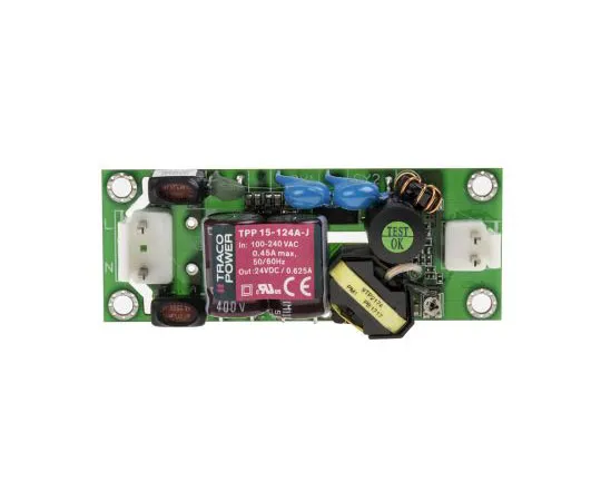 63-7380-50　TRACOPOWER 15W 1 Output Embedded Switch Mode Power Supply SMPS, 0.62A, 24V dc Medical Approved Open Frame　TPP 15-124A-J