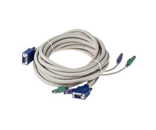 63-7540-18　RS PRO 7.5m Male, PS/2 x 2, VGA to Male, PS/2 x 2, VGA KVM Mixed Cable Assembly　432-6249