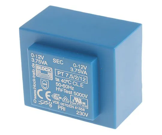 63-7420-43　12V ac 2 Output Through Hole PCB Transformer, 7.5VA　PT 7.5/2/12