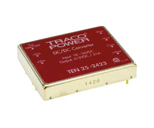 63-7544-44　TRACOPOWER TEN 25 25 W, 30 W Isolated DC-DC Converter Through Hole, Voltage in 18 → 36 V dc, Voltage out ±15V dc　TEN 25-2423