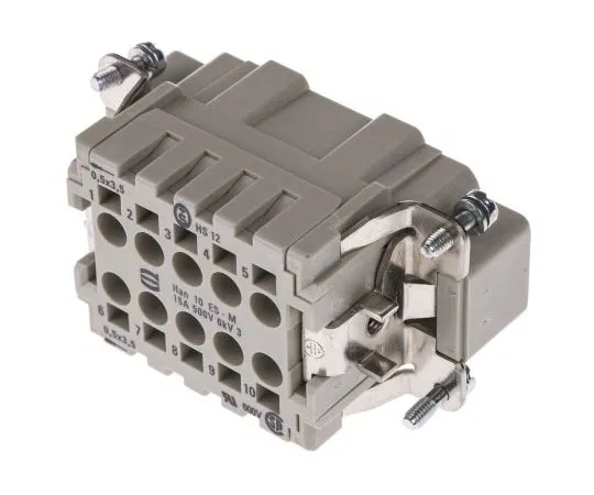 63-7397-88　Han ES Series size 10 B Connector Insert, Male, 10 Way, 16A, 500 V　9330102616