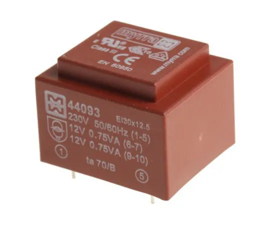 63-7398-73　12V ac 2 Output Through Hole PCB Transformer, 1.5VA　44093