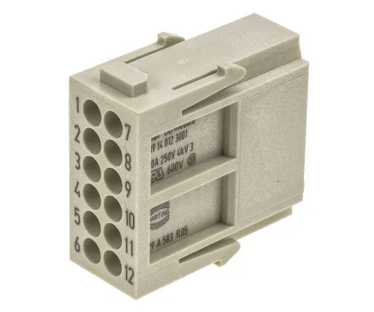 63-7431-25　Han-Modular Series Male Module, 12 Way, 2 Row, Rated At 10A, 250 V, Han DD　9140123001