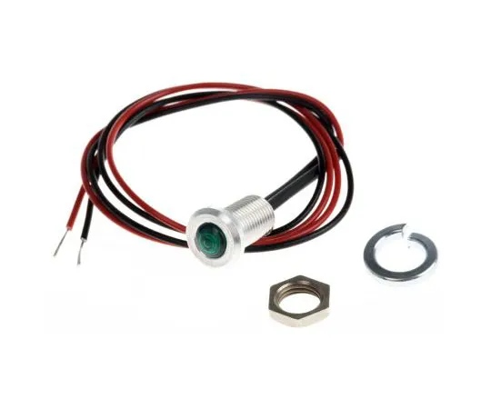 63-7505-64　Oxley Green Indicator, Lead Wires Termination, 3.6 V, 6.4mm Mounting Hole Size　OXL/CLH/63/FL30/GN