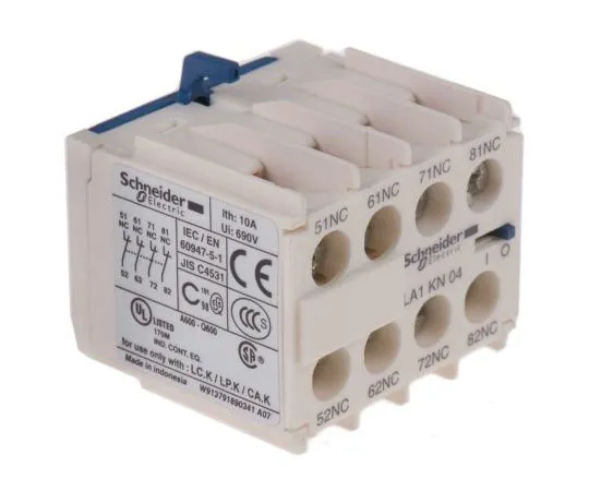 63-7462-81　Schneider Electric LA1K, 4NC (4), Auxiliary Contact, Clip On, 10 A　LA1KN04