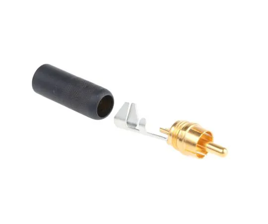 63-7506-48　Switchcraft Black Cable Mount RCA Plug With Gold Plated Contacts, 6A　3502ABAU