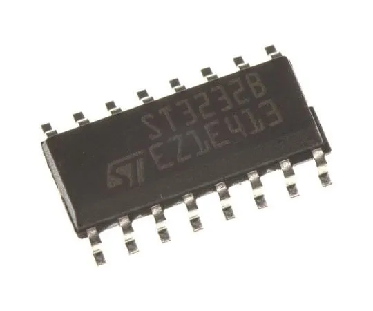 63-7357-01　STMicroelectronics ST3232BDR, Line Transceiver, RS-232 2-TX 2-RX, 3.3 V, 5 V, 16-Pin SOIC　ST3232BDR