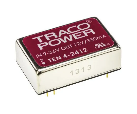 63-7500-93　TRACOPOWER TEN 4 4W Isolated DC-DC Converter Through Hole, Voltage in 9 → 36 V dc, Voltage out 12V dc　TEN 4-2412