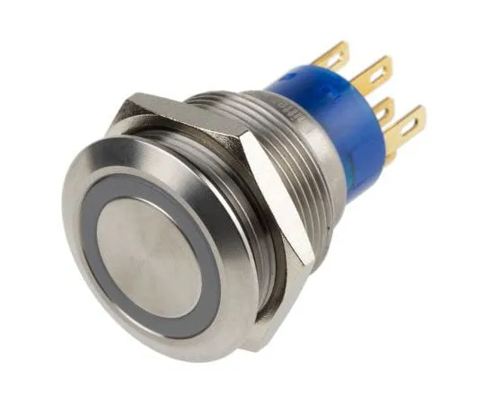 63-7387-70　KNITTER-SWITCH Single Pole Double Throw (SPDT) Momentary Red LED Push Button Switch, IP67, 22.2 (Dia.)mm, Panel Mount,　MAV22A0F20E-312-JR