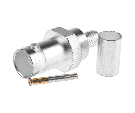 63-7521-63　TE Connectivity Straight 75Ω Cable Mount BNC Connector, jack, Silver, Crimp Termination, URM 70　1-1478061-0