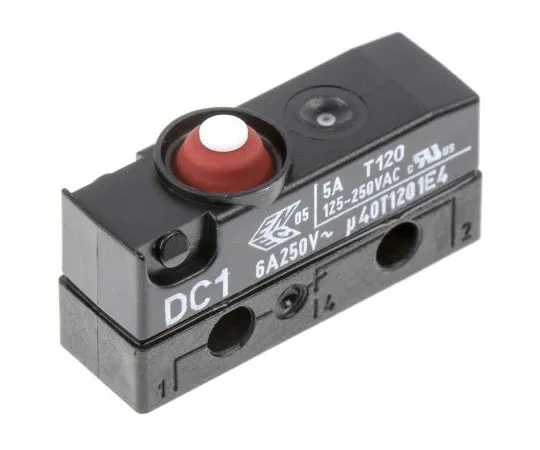 63-7473-54　SPDT-NO/NC Button Microswitch, 10 A @ 250 V ac　DC1C-A1AA