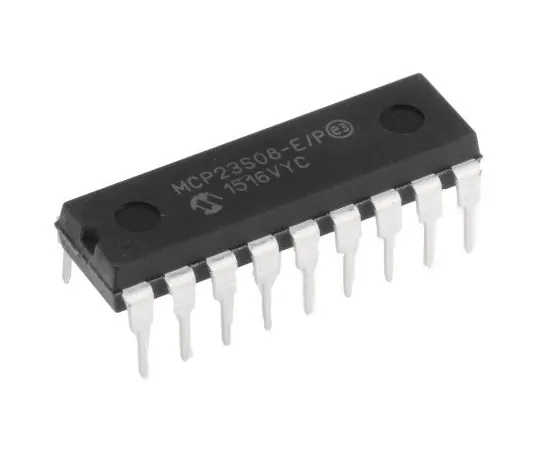 63-7355-58　Microchip MCP23S08-E/P, 8-Channel I/O Expander 10MHz, SPI, 18-Pin PDIP　MCP23S08-E/P