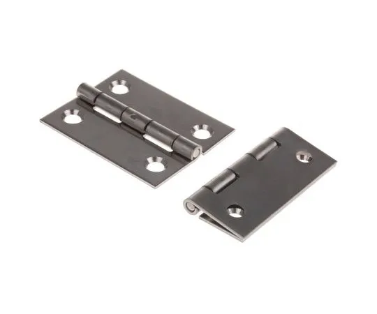 63-7460-92　Pinet Raw Stainless Steel Hinge with a Fixed Pin Screw, 50mm x 40mm x 1.2mm　52-1-3592