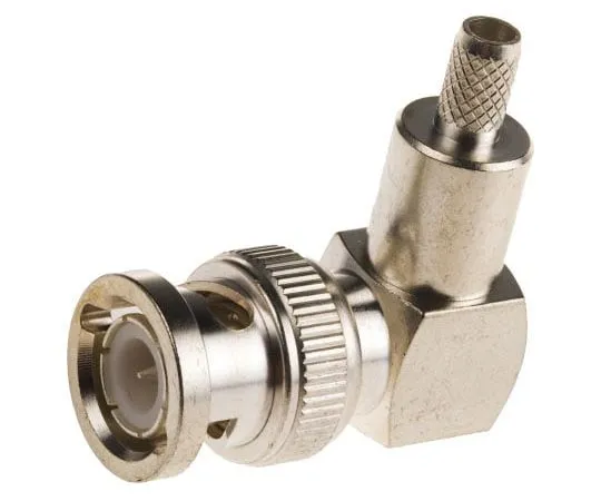 63-7521-66　TE Connectivity Right Angle 50Ω Cable Mount BNC Connector, Plug, Silver, Crimp Termination, RG141 A/U, RG58 C/U　1-1478075-0