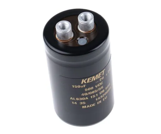 63-7516-87　KEMET 150μF 500V dc Aluminium Electrolytic Capacitor, Chassis Mount 36 x 62mm +85°C 36mm 62mm　ALS30A151DB500
