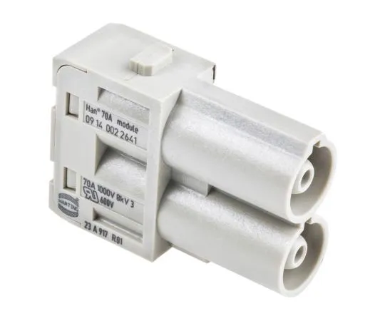 63-7361-85　Han-Modular Series Male Module, 2 Way, 1 Row, Rated At 70A, 1 kV, Han 70A Axial　9140022641