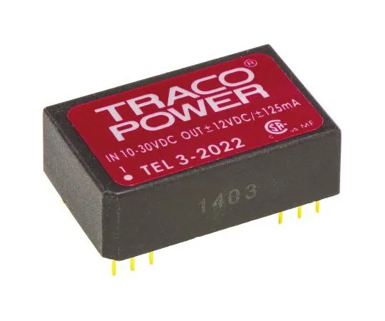 63-7540-95　TRACOPOWER TEL 3 3W Isolated DC-DC Converter Through Hole, Voltage in 10 → 30 V dc, Voltage out ±12V dc　TEL 3-2022