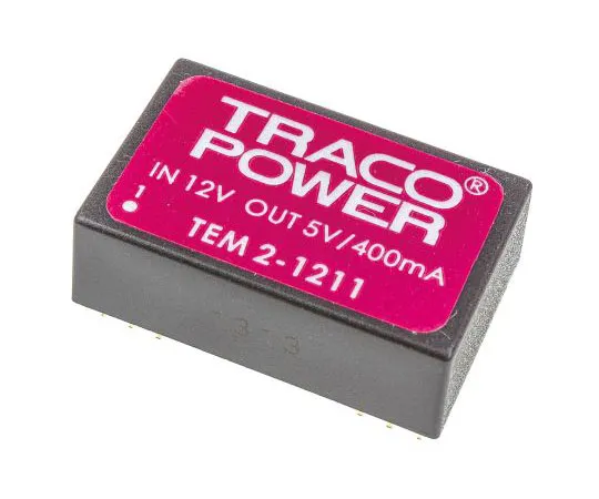 63-7379-72　TRACOPOWER TEM 2 2W Isolated DC-DC Converter Through Hole, Voltage in 10.8 → 13.2 V dc, Voltage out 5V dc　TEM 2-1211