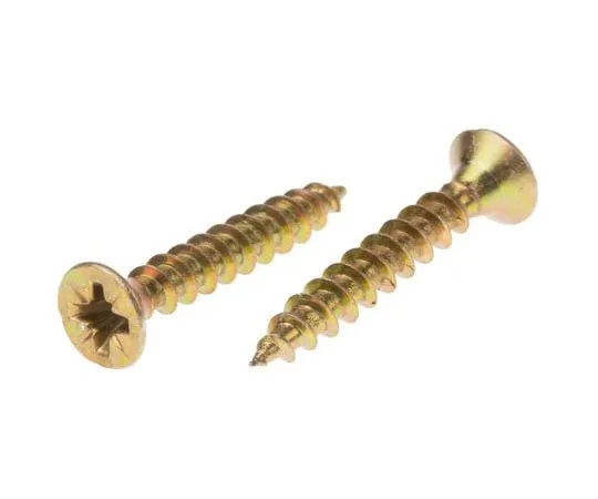 63-7372-44　Pozidriv Countersunk Steel Wood Screw Yellow Passivated, Zinc Plated, 4.5mm Thread, 30mm Length　144-3480