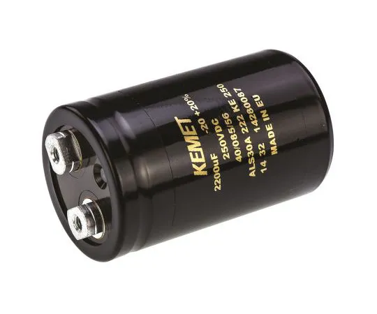 63-7516-73　KEMET 2200μF 250V dc Aluminium Electrolytic Capacitor, Chassis Mount 51 x 82mm +85°C 51mm 82mm　ALS30A222KE250