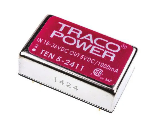 63-7472-48　TRACOPOWER TEN 5 6W Isolated DC-DC Converter Through Hole, Voltage in 18 → 36 V dc, Voltage out 5V dc　TEN 5-2411