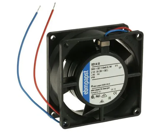 63-7495-90　ebm-papst 8300 Series Axial Fan, 80 x 80 x 32mm, 54m³/h, 2.7W, 24 V dc, IP68　8314U