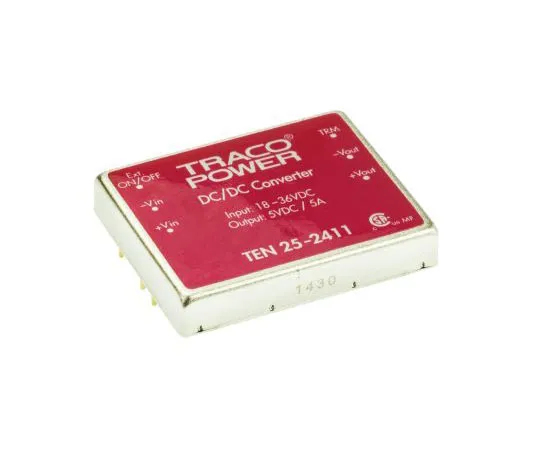 63-7544-37　TRACOPOWER TEN 25 25 W, 30 W Isolated DC-DC Converter Through Hole, Voltage in 18 → 36 V dc, Voltage out 5V dc　TEN 25-2411