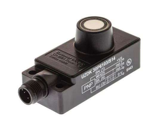 63-7496-19　Baumer Ultrasonic Sensor Block, 100 → 1000 mm, PNP-2NO, M12 Connector IP67　UZDK 30P6103/S14