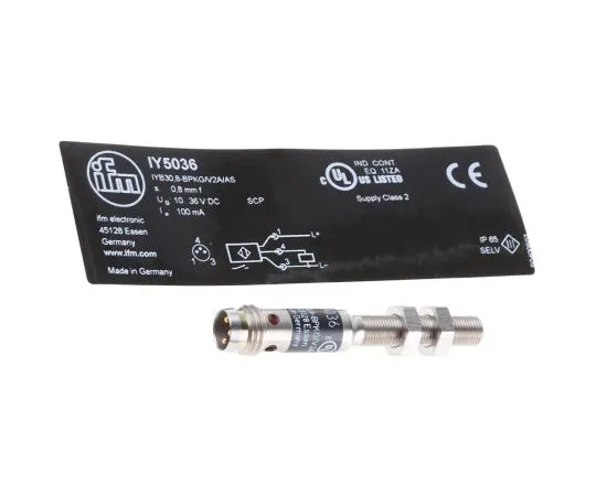 63-7416-08　ifm electronic Inductive Sensor 0.8 mm Detection, M5 x 0.5, PNP-NO, 45mm Length, 10 → 36 V dc supply voltage　IY5036