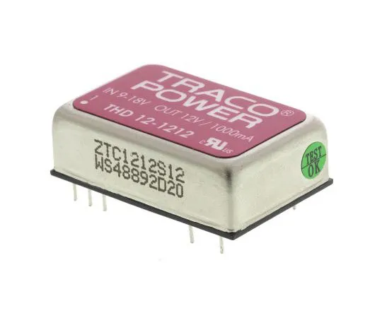 63-7358-14　TRACOPOWER THD 12 12W Isolated DC-DC Converter Through Hole, Voltage in 9 → 18 V dc, Voltage out 12V dc　THD 12-1212