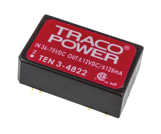 63-7429-29　TRACOPOWER TEN 3 3W Isolated DC-DC Converter Through Hole, Voltage in 36 → 72 V dc, Voltage out ±12V dc　TEN 3-4822