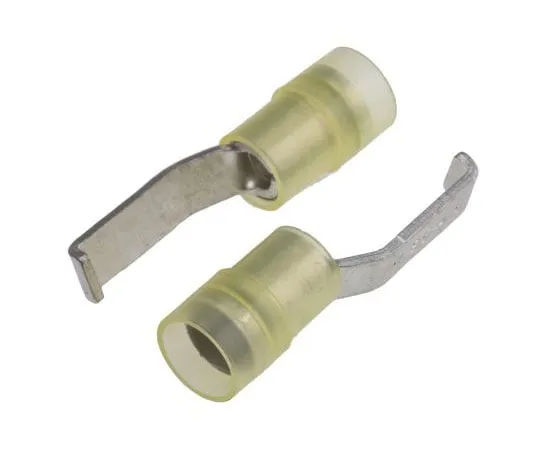 63-7460-07　RS PRO Hooked Insulated Crimp Blade Terminal 17.2mm Blade Length, 4mm² to 6mm², 12AWG to 10AWG, Yellow　267-4394